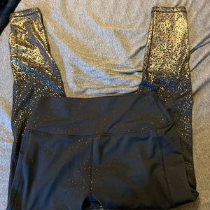 Curves N Combat boots gold foil leggings